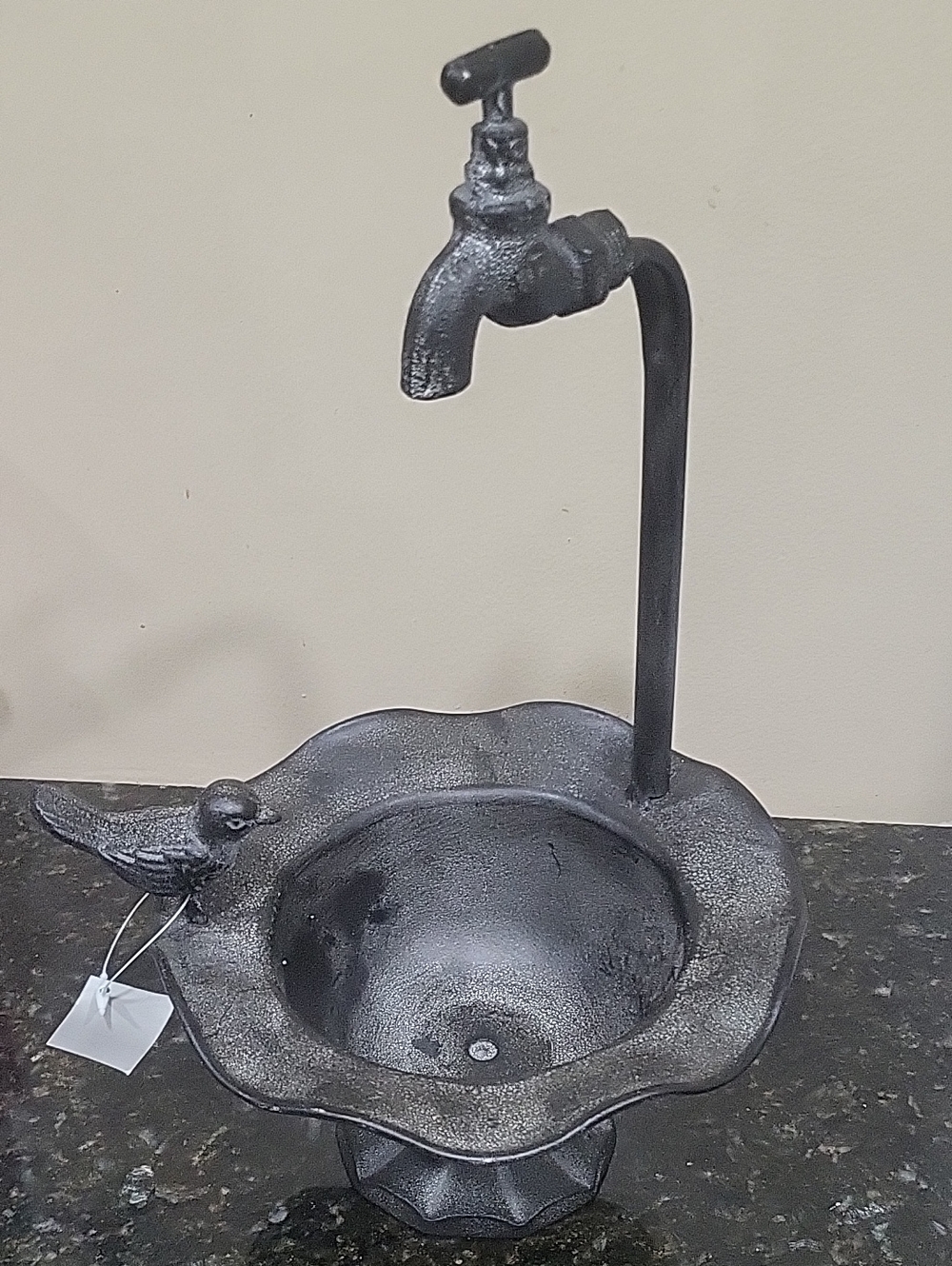 Decorative Steal Birdbath Sink with Faucet Accent